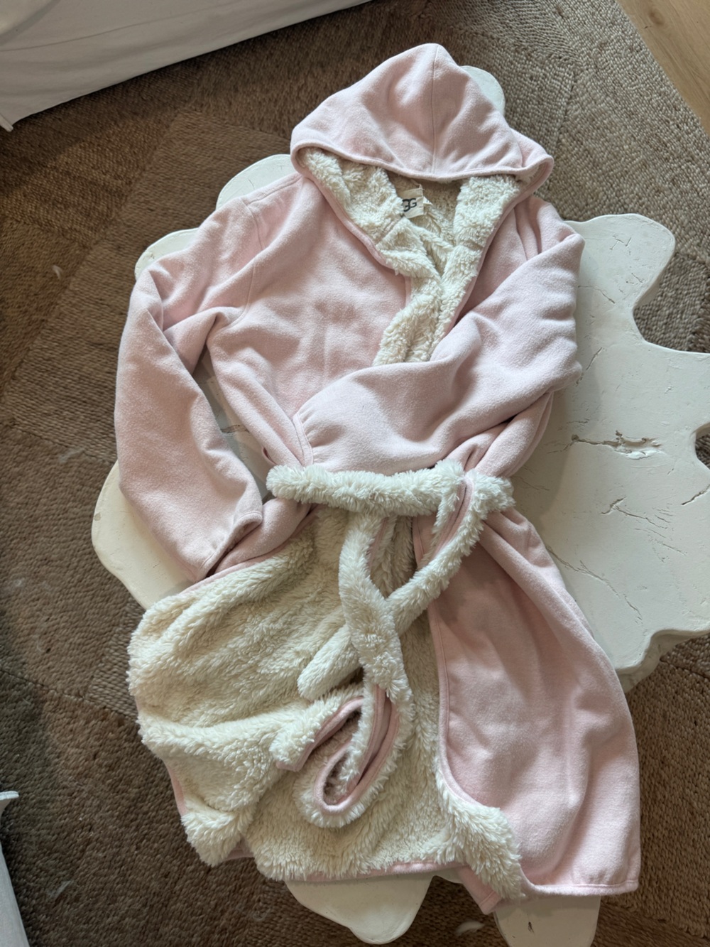 UGG Light Pink Robe with Cream Sherpa Lining